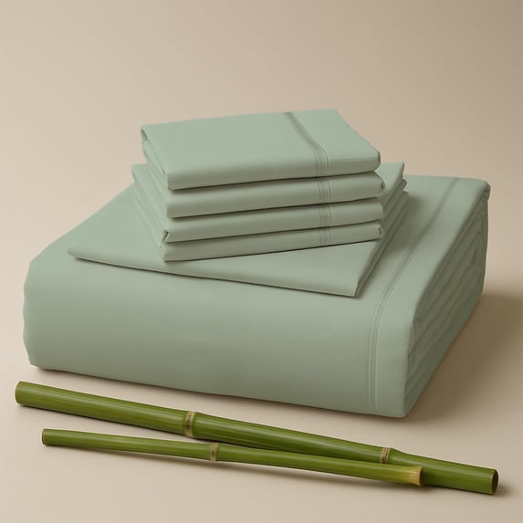 Sacred Thread Rayon Derived from Bamboo Sheets Split King Size, 18'' Deep Pocket Cooling Sheets for Hot Sleepers, 7 PC Cooling Sheets (Split King Size) (Light Taupe)