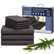 Sacred Thread Rayon Derived from Bamboo Sheets ,7-Piece Set, 1 Flat Sheet, 2 Fitted Sheet, 4 Pillowcases