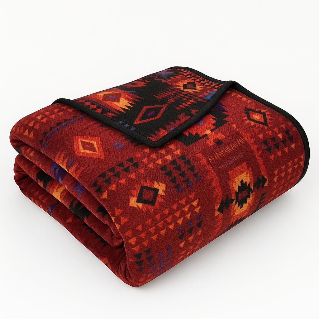 Sacred Thread Fleece Blanket South Western, Reversible Mexican, Vibrant ...