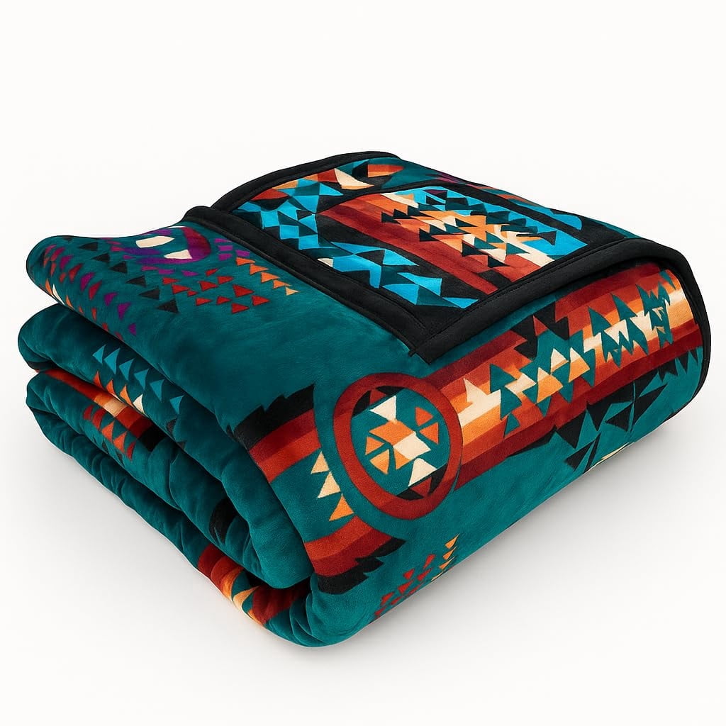 Sacred Thread Fleece Blanket South Western, Reversible Mexican, Vibrant ...