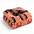thumbnail image 1 of Sacred Thread Fleece Blanket South Western, Reversible Mexican, Vibrant Aztec Blankets and Throws for Aztec Decor for Home (Peach Flannel / Flannel) (Queen (79''x95''), 1 of 10