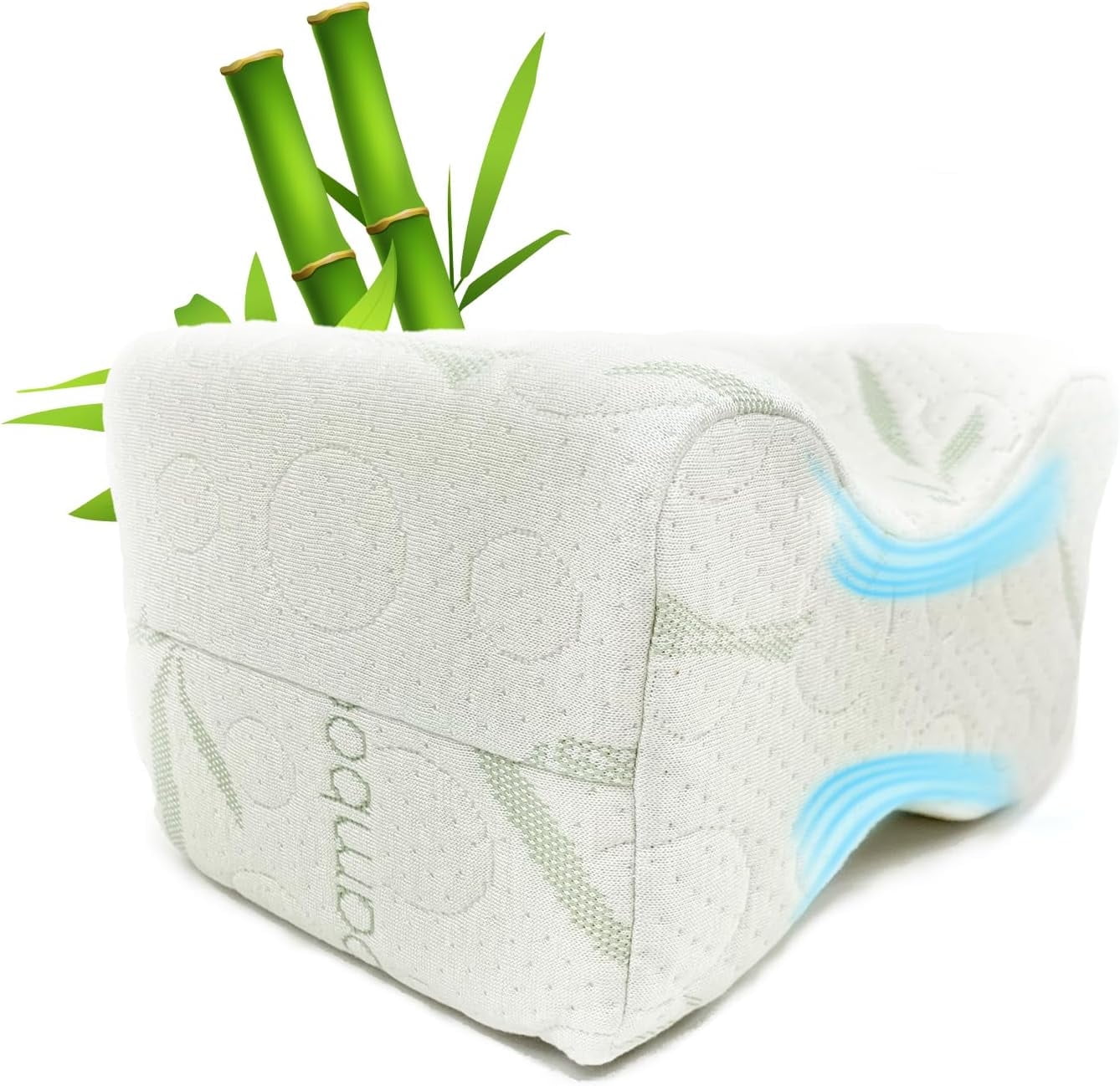 White Cooling Memory Foam Knee Pillow with Bamboo Cover