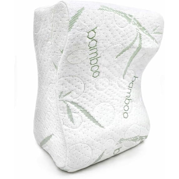 Sacred Thread Memory Foam Knee Pillow for Side Sleepers, Leg Pillow for Side Sleeping with Rayon Derived from Bamboo Cover, Knee Cushions for Sleeping (Bone) (White)