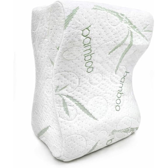 Sacred Thread Memory Foam Knee Pillow for Side Sleepers, Leg Pillow for Side Sleeping with Rayon Derived from Bamboo Cover, Knee Cushions for Sleeping (Bone) (White)