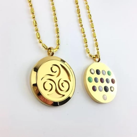 Sacred Triple Spiral Flower Shield Necklace,Talisman Amulet Necklace