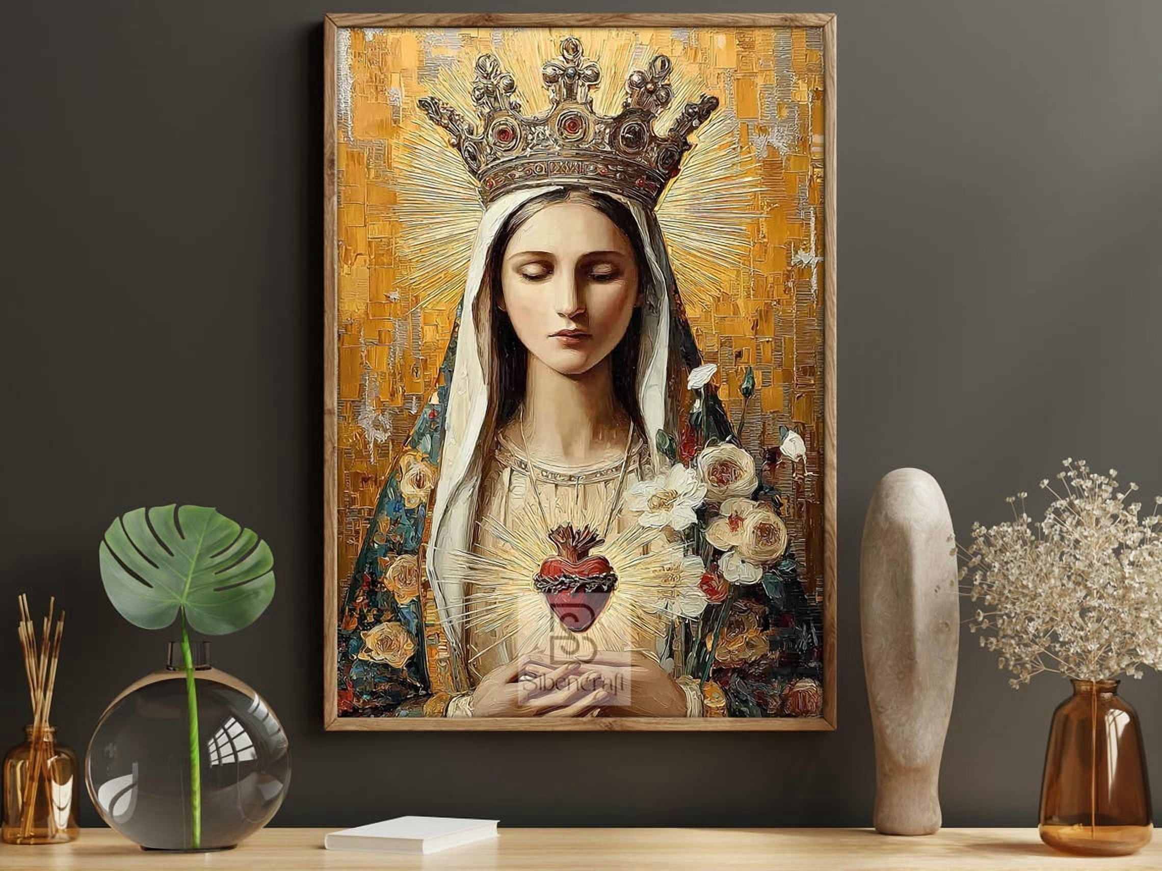Sacred Virgin Mary Poster, Religious Icon, Divine Woman, Living Room ...