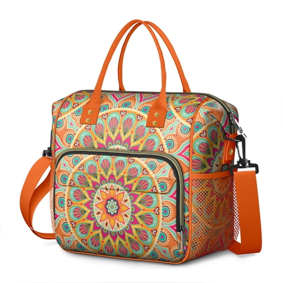 Sacred Zen Mandala Thermal Cooler Bag - Splash-Resistant Outer Shell for Durability