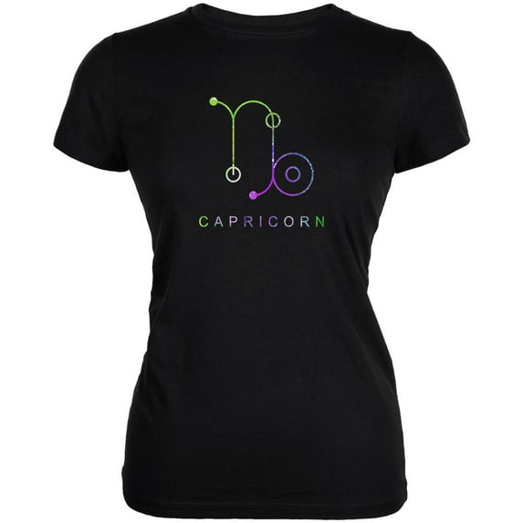 Sacred Zodiac Capricorn Juniors Soft T Shirt Black LG