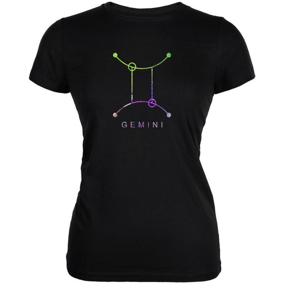 Sacred Zodiac Gemini Juniors Soft T Shirt Black MD