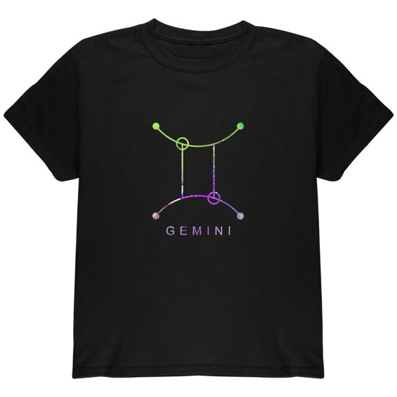 Sacred Zodiac Gemini Youth T Shirt Black YSM