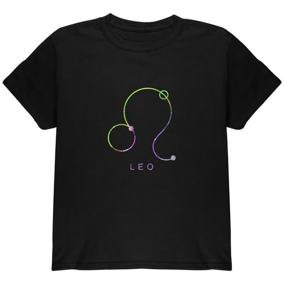 Sacred Zodiac Leo Youth T Shirt Black YLG