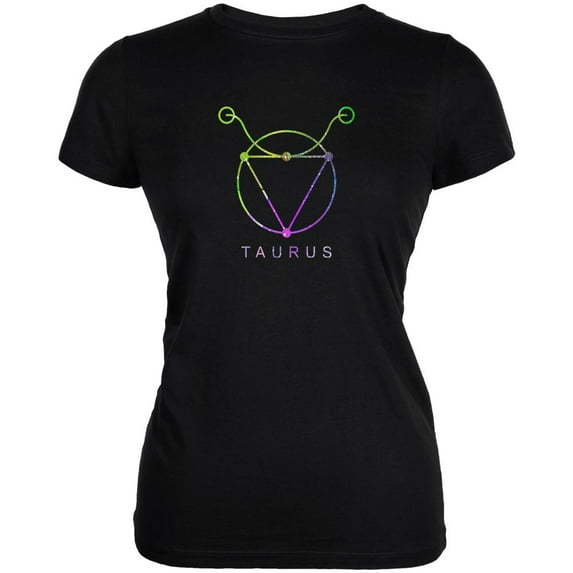 Sacred Zodiac Taurus Juniors Soft T Shirt Black LG