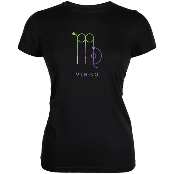 Sacred Zodiac Virgo Juniors Soft T Shirt Black MD