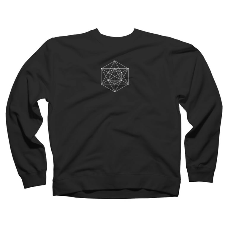 Sacred geometry Minimal Hipster Line Art Black Graphic Crew Neck