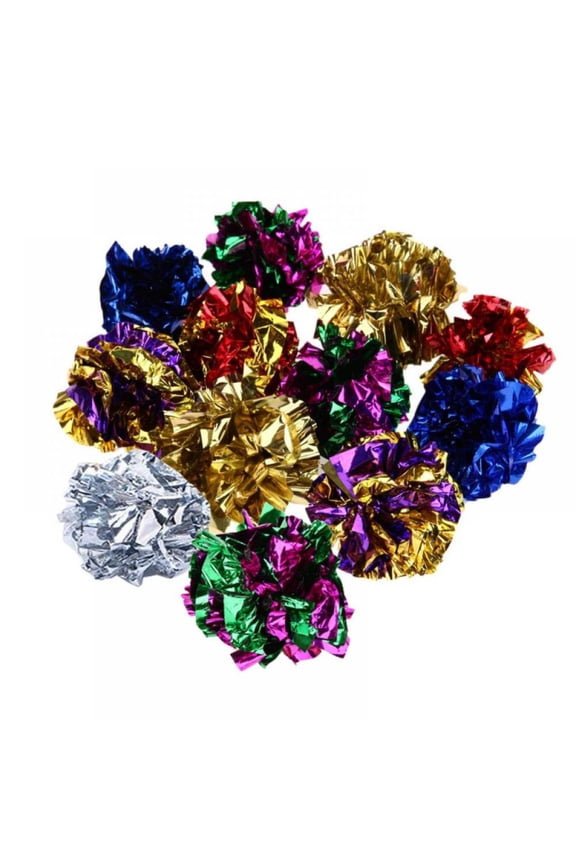 Mylar Crinkle Balls for Cats, 1.5-2 Inches, Shiny and Stress Buster Toy, Lightweight and Suitable for Multiple Cats' Play, Ideal for Kittens and Adult Cats, 12-Pcs