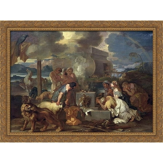 Sacrifice of Noah 38x28 Large Gold Ornate Wood Framed Canvas Art by Sebastien Bourdon