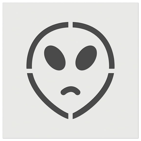 Sad Alien Emoticon DIY Cookie Wall Craft Stencil - 7.0 Inch