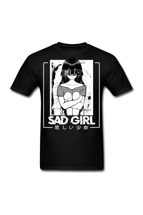 Sad Anime Emo Girl - Aesthetic Vaporwave Anime Otaku Sadness Introvert T-Shirt