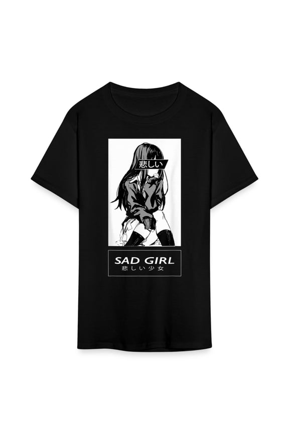 Sad Anime Emo Girl - Aesthetic Vaporwave Anime Otaku Sadness Introvert T-Shirt