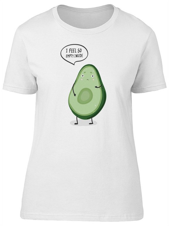 Sad Avocado Cartoon T-Shirt Women -Image by Shutterstock, Female Medium