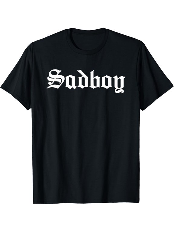 Sad Boy Sadboy Old English Typography T-Shirt men and women can wear, black, white, gifts