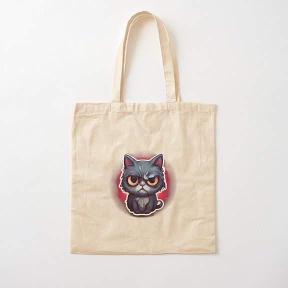 Sad Cat Art Canvas Tote Bags, Reusable Shopping Bag