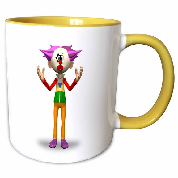 3drose, Sad Clown, 11oz Two-tone Yellow Mug
