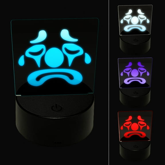 Sad Clown Face LED Night Light Sign 3D Illusion Desk Nightstand Lamp