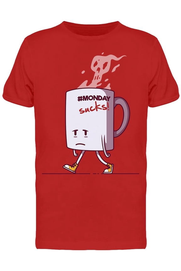 Sad Coffee Mug Monday Sucks T-Shirt Men -Image by Shutterstock, Male 3X-Large