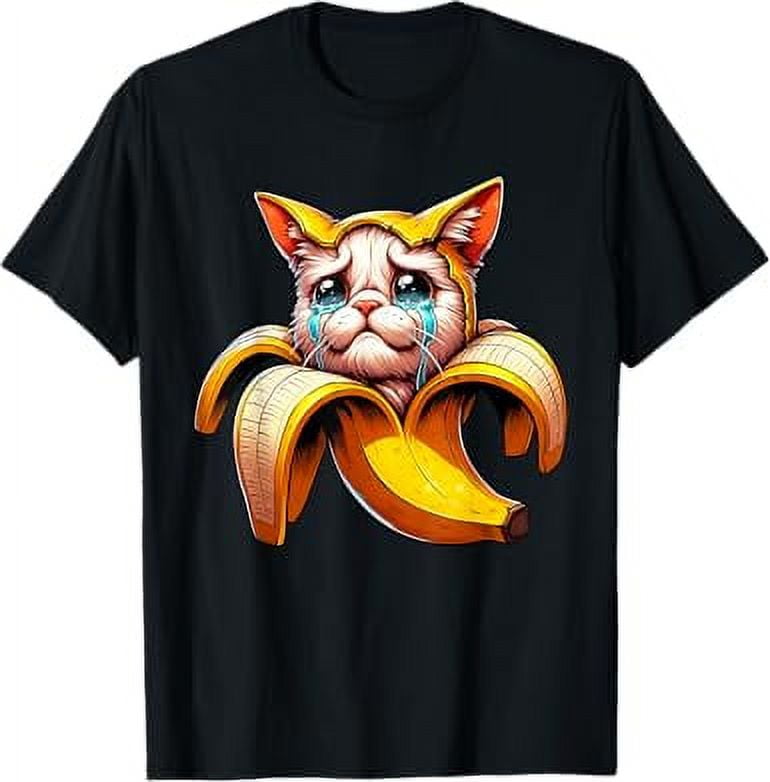Sad Crying Banana Cat Funny Cute Kitty Loves Bananacat Meme TShirt