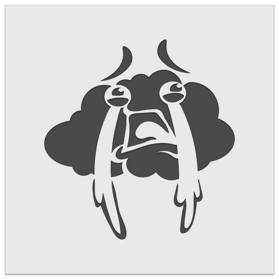 Sad Crying Rain Cloud DIY Cookie Wall Craft Stencil - 5.5 Inch