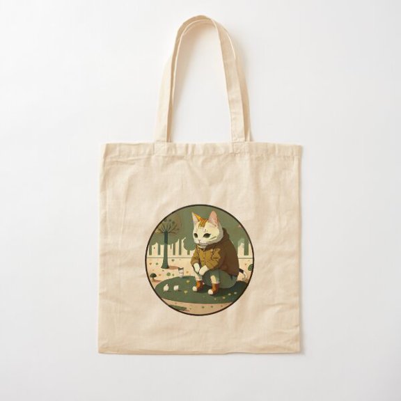 Sad Cute Cat Canvas Tote Bags, Reusable Shopping Bag