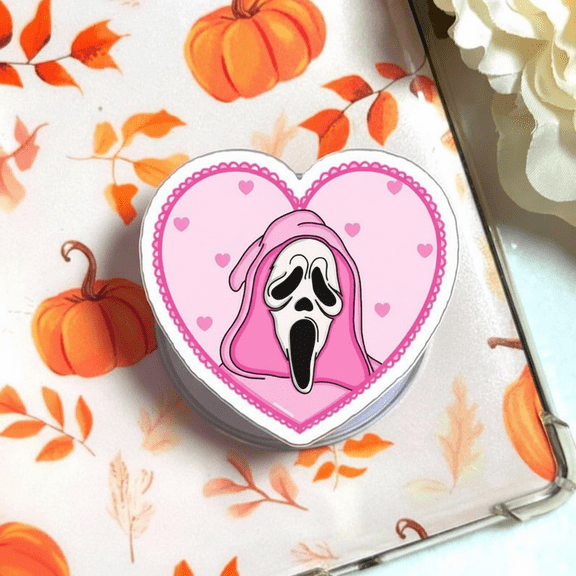 Sad Cute Ghost Call Me Phone Grip Stand Holder, Funny Boo Design, Anti-Slip Expandable Phone Grip for iPhone Android