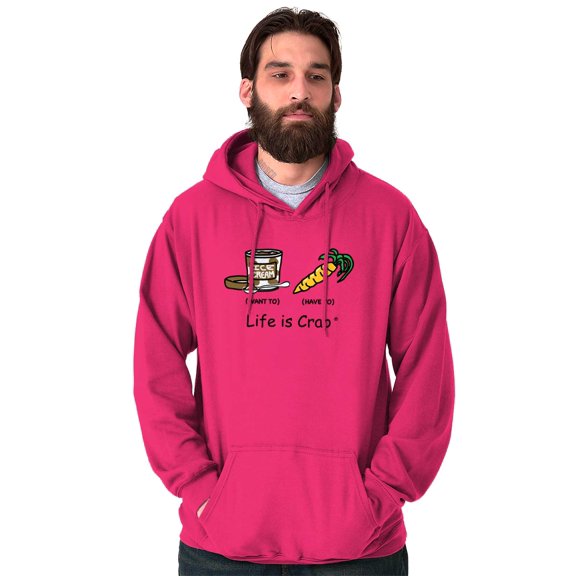 Sad Diet Food Want Ice Cream Adult Unisex Plus Fleece Graphic Hoodie Brisco Brands 2X