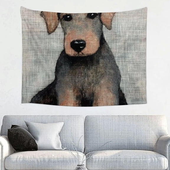 Sad Dog Art Print Tapestry, Decorative Wall Hanging for Bedroom and Living Room, Soft Polyester Fabric, HD Printing, Multiple Sizes 40x30in