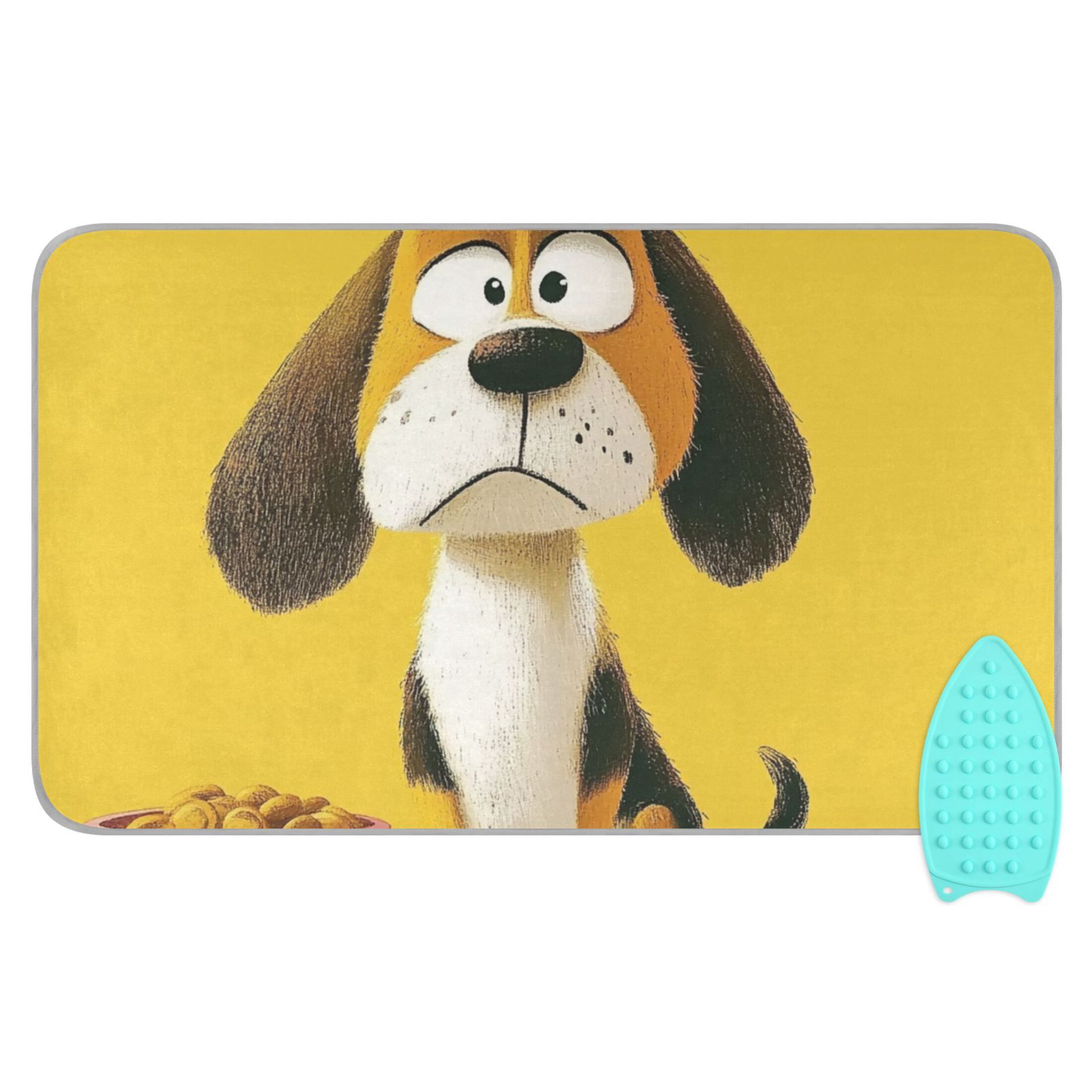 Sad Dog Waiting for Food Ironing Mat Blanket for Table Top Travel Portable Ironing Board Pad 47.2x27.6 Inch