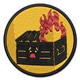 thumbnail image 1 of Sad Dumpster Fire Applique Multi-Color Embroidered Iron-On Patch - 3.5 Inch Large, 1 of 5