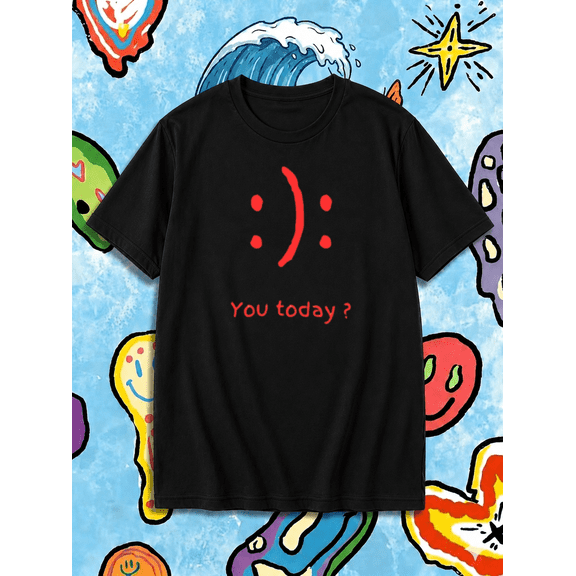 Sad Face You Today? T-Shirt - Funny Meme Emoticon Graphic Tee, for men & women, S-5XL