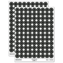 Sad Frown Face Emoticon 200  Round Stickers - Black - Gloss Finish - 0.50" Size