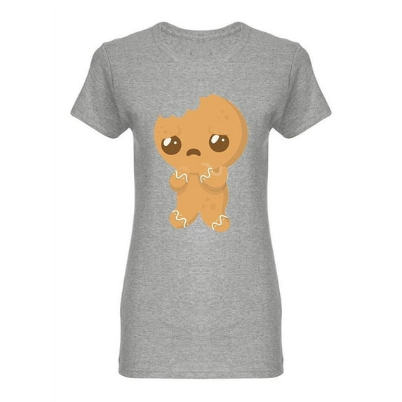 Sad Gingerbread Man Shaped T-Shirt Women -Image by Shutterstock, Female Medium