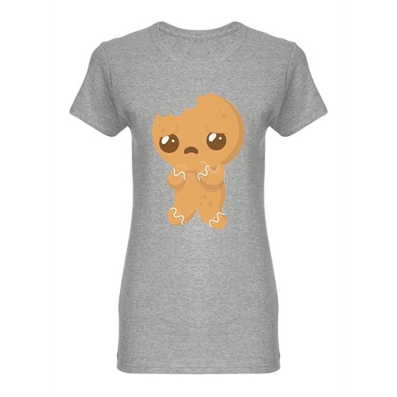 Sad Gingerbread Man Shaped T-Shirt Women -Image by Shutterstock, Female x-Large