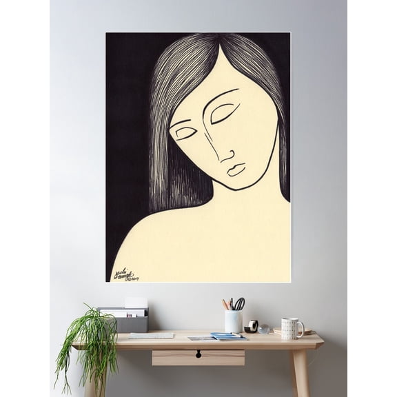 Sad Girl Poster Wall Art, Modern Wall Decor For Living Room Bedroom, 12x18 UNFRAMED