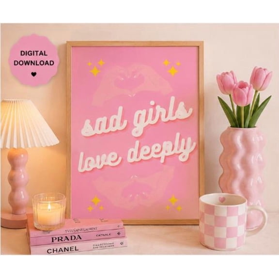 Sad Girls Love Deeply Print, Coquette Wall Art, Unframed Paper Poster 8x10in