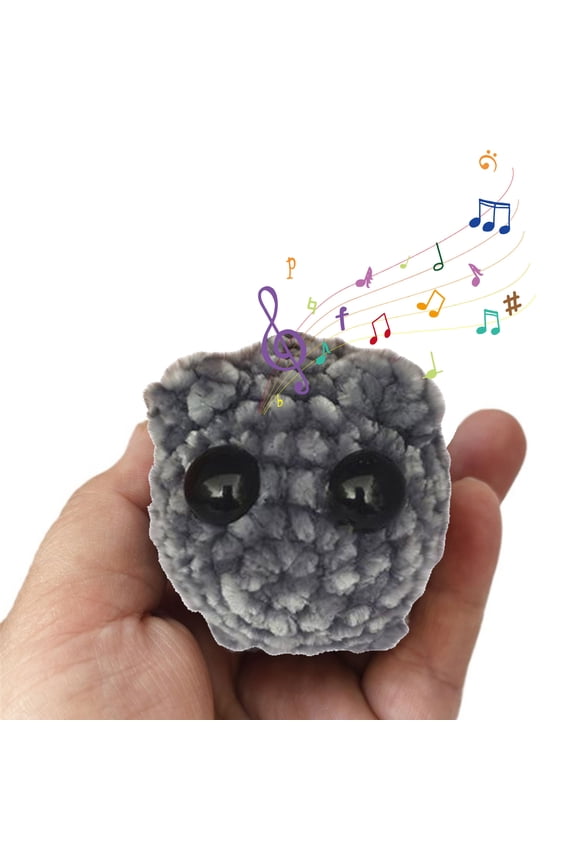 Sad Hamster Keychain with Music, Knitted Sad Hamster Crochet Plush, Hamster Meme with Bow Cute, Mini Gifts Decor Hamster Stress-Resistant, Gift for Friends and Partners