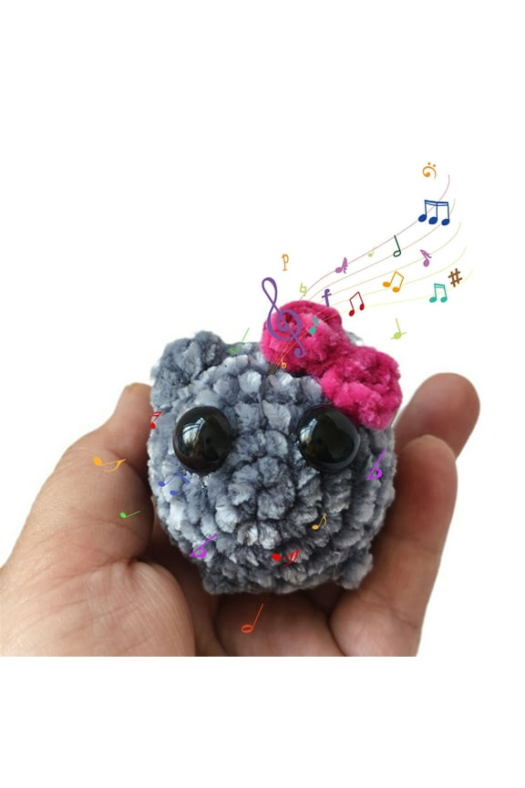 Sad Hamster Plush Crochet Keychain with Music, Kawaii Sad Hamster Meme Plush Toy, Meme Gifts, Cute Keychains for Women Men, Valentine's Day Gifts, Key Chain for Girls Boys