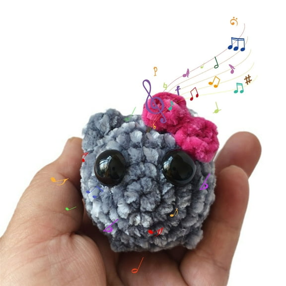 Sad Hamster Stuff Cute Plush Keychain 2.7 Inch Crochet Keychain with Sound and Bow Hamster Plush
