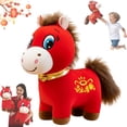 thumbnail image 1 of Sad Horse, Crying Horse, Year of 2026 Plush, Red Smiling/Crying Spring Festival Ideal for Home Tabletop Decor, Lucky Chinese Lunar New Year Mascot Ornament (9.84"-Smile), 1 of 6