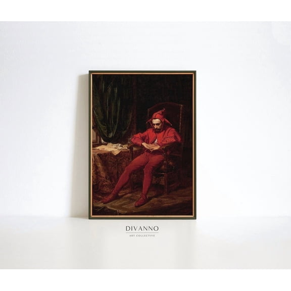 Sad Jester Dark Academia Gothic Fine Art Unframed Paper Print