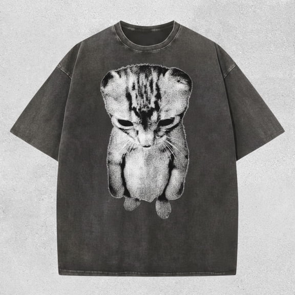 Sad Kitten Meme Shirt Standing Cat Funny TShirt Cute Depressed Cat Graphic Tee Viral Meme