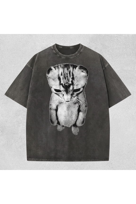 Sad Kitten Meme Shirt Standing Cat Funny TShirt Cute Depressed Cat Graphic Tee Viral Meme